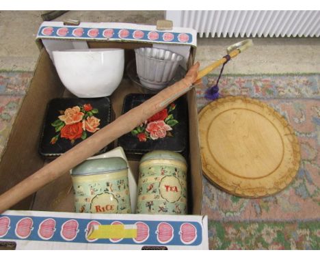 jelly moulds, vintage tins, umbrella etc