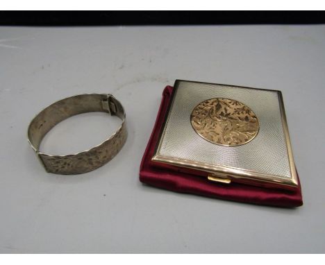 Silver hallmarked bangle (38 g) and cigarette case