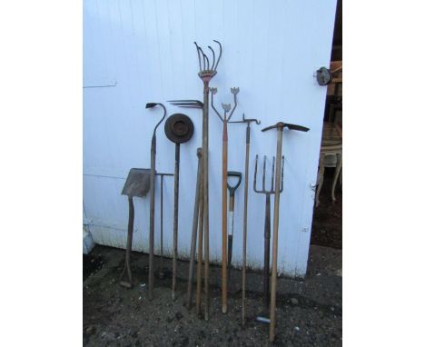 Mixed garden tools including shovel and fork&nbsp;