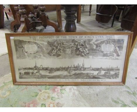 West Prospect of the town of Kings Lynn 1731 framed print 42cm x 91cm approx&nbsp;