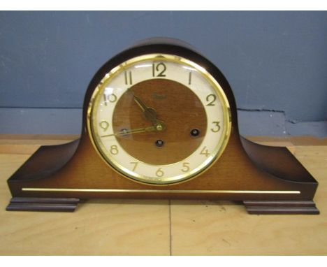 Hermle Westminster chiming Napoleons hat style mantel clock with key