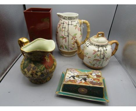 Oriental teapot, jugs, vase and butter dish&nbsp;&nbsp;