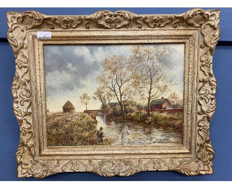 WILLIAM ELLIS BARRINGTON BROWN (1908-1985) signed and  dated 1959 lower right oil on board of River Ouse Sussex 55x45 in penc