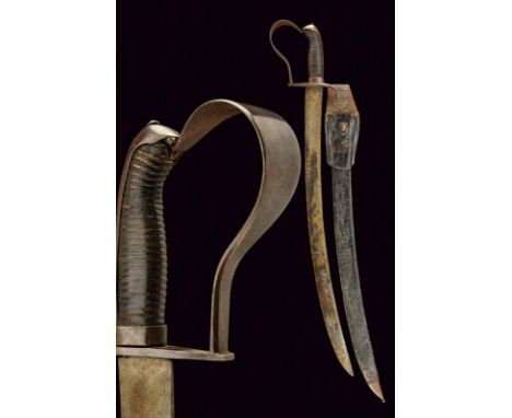 dating: 19th Century provenance: Austria, Wide, curved, single-and false-edged blade, the base stamped with an anchor. Iron, 