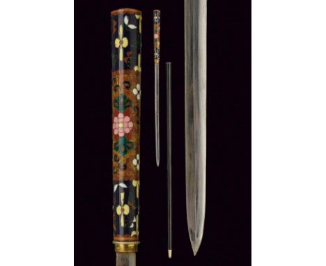 dating: last quarter of the 19th Century provenance: Japan, Straight, single-edged blade. A brass ring-nut at the base, with 