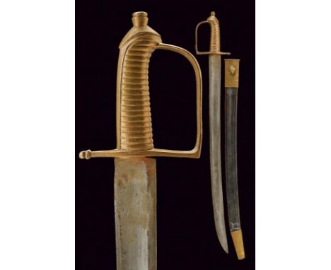 dating: 19th Century provenance: Europe, Sightly curved, single-and false-edged blade. Solid brass hilt with a loop-guard. Le