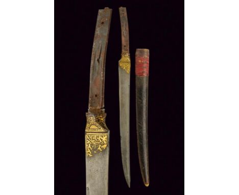 dating: 19th Century provenance: Indopersia, Straight, single-edged blade, in fine damask ,slightly enlarged on the back and 