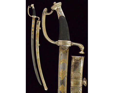 dating: Early 19th Century provenance: France, Curved, single-and false-edged blade with large, central fuller, first part en