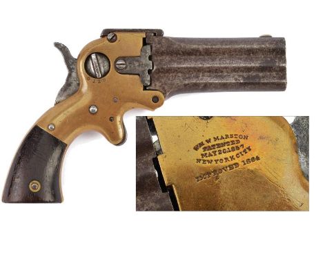 dating: Third quarter of the 19th Century provenance: USA, A block of three, over-and-under, iron, 3' barrels, revolving down