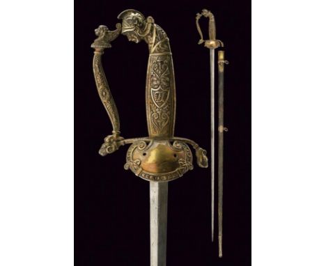 dating: circa 1800 provenance: Italy, Straight, double-edged blade of lozenge section; solid silver hilt, no plate on the she