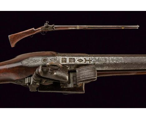 dating: circa 1800 provenance: Spain, Smooth-bore, two-stage, 18 mm cal. barrel, octagonal first part with marks 'MADARA AGA'