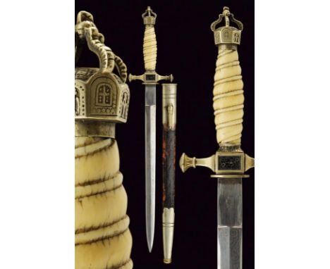 dating: circa 1900 provenance: Prussia, Straight, double-edged blade of lozenge section, engraved with floral motifs and trop