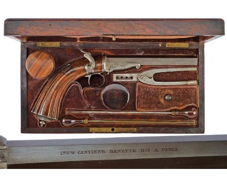dating: about 1860 provenance: Paris, Octagonal, rifled, swiveling, 5 mm cal. barrel, signed 'INV.ON GASTINNE RENETTE B.TE A 