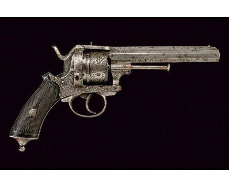 dating: Third quarter of the 19th Century provenance: Belgium, Octagonal, rifled, 11 mm cal. barrel. Six-shot cylinder. In wo