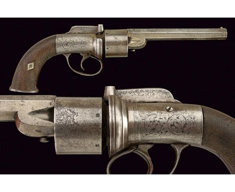 dating: Mid 19th Century provenance: London, Rifled, octagonal, 9.5 mm cal. barrel, marked 'LONDON', slightly engraved, fore-