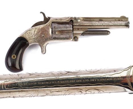 dating: Third quarter of the 19th Century provenance: USA, Round, rifled, 3-1/2', cal. 32 rimfire long barrel, swiveling upwa