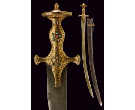 dating: 19th Century provenance: India, Single-and false-edged blade, in fine damask wootz, with slightly convex facets. Rema