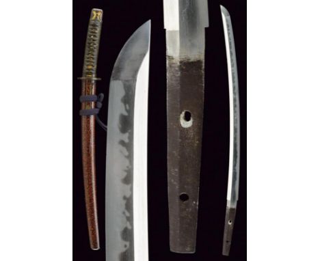 dating: mid-17th Century provenance: Japan, Late Koto/Muromachi blade (nagasa 42,3 cm.), with compact hada ko mokume, hamon g