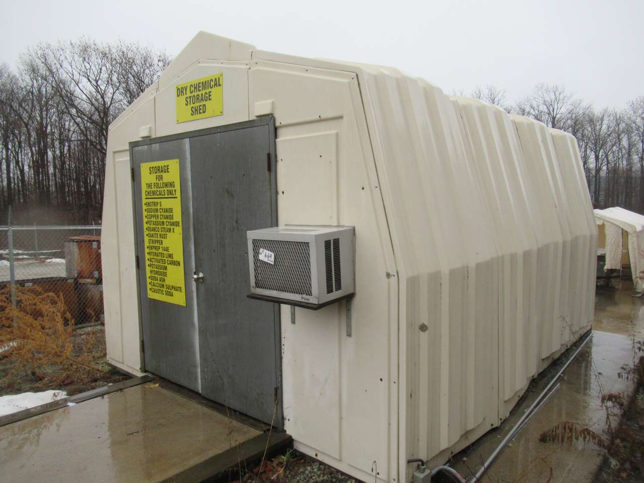 Dry Chemical Storage Shed Approx 14' x 20' w/ Air Conditioning Unit