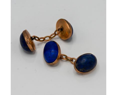 A pair of 9ct gold and blue lapis cufflinks, approx 8.5g