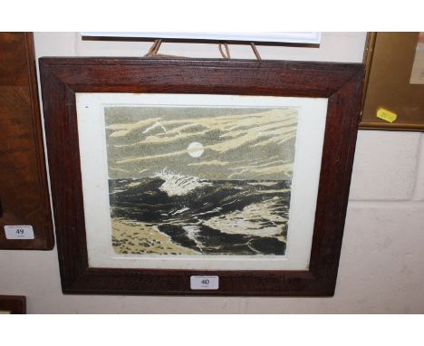 Chris St. Clair, pencil signed coloured etching 'Moonlit Sea', 21/50