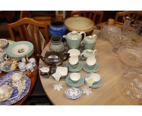 A quantity of Poole tea ware; Royal Winton Grimwades tea ware; Bourne Denby James ware blue glazed vase; a large Studio potte