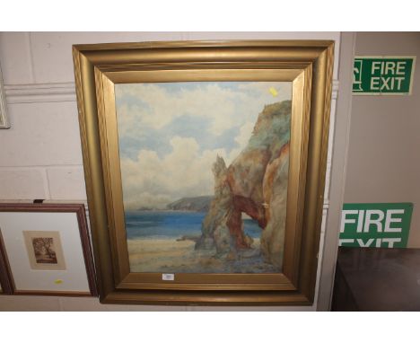A gilt framed watercolour study of a seascape 