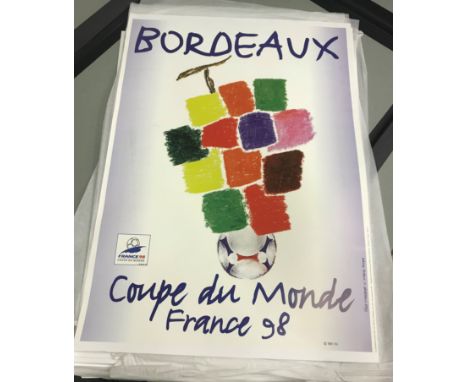 A collection of World Cup '98 football advertising posters, to include Bourdeaux, St Etienne, Lyons etc (50 cm x 70 cm), toge