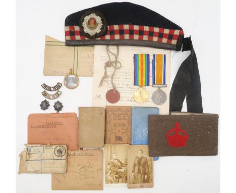Assorted material relating to the WW1 service of 30769 Pte. J. Agnew, Royal Scots; comprising posthumous British War and Vict