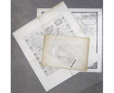 Assorted linen-backed maps of a Paris architectural interest Condition Report:Available upon request