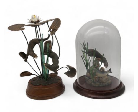 Two Border Fine Art Limited Edition otter groups including Otters Playing by Elizabeth Waugh, no 69/950, and Otter and Salmon