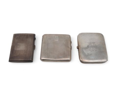 A silver cigarette case, by Joseph Gloster Ltd, Birmingham, another by William Hair Haseler, Birmingham, and another by Deaki