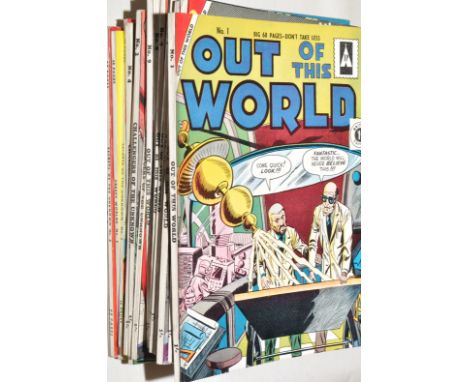 1950's British re-print comics: Out Of This World, No's. 1, 2, 3, 4, 5, 7, 8 and 9; Challengers Of The Unknown, No's. 1-4; Cr