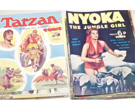 1950's British re-print comics: Nyoko The Jungle Girl, sundry issues, No. 6 onwards (x 14); and Tarzan, sundry issues, No. 8 