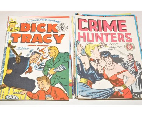 1950's British re-print comics: I Hate Crime!, No. 9; Down With Crime, No. 51, 52 and 56; Spy Smasher, No. 52; and other crim