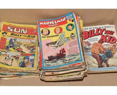 British 1950's re-print comics, various titles: Billy The Kid; Straight Arrow; Tarzan; Dan'l Boone; Gene Autry; John Wayne; a