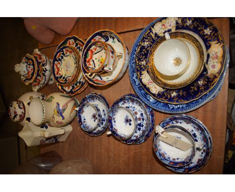 A Gaudy Welsh part tea set; a Masons Ironstone Mandolin ginger jar; a Honiton Devon Pottery hand-painted jug; and other misce