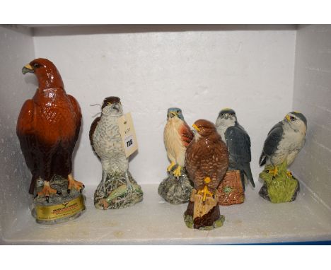 A collection of six Beswick ceramic birds of prey for Beneagles Whisky, designed by J.G. Tonge, comprising: Golden Eagle, Buz