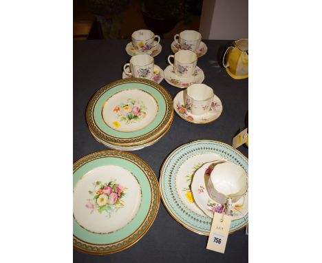 A set of four Royal Crown Derby teacups and saucers; and another similar pair with different shaped cups; together with two s