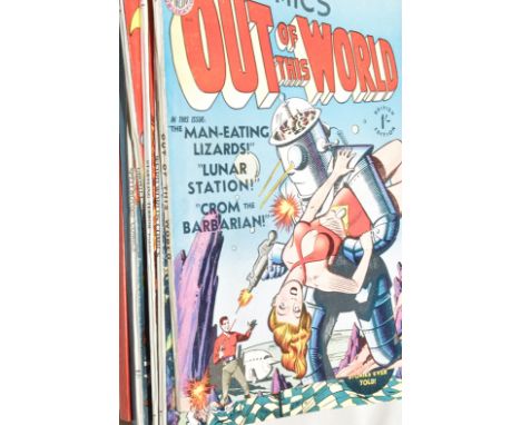 British 1950's re-print comics: Out Of This World; Weird Worlds; Ghostly Weird; Other Worlds Album; Haunt Of Fear; etc.  (9)