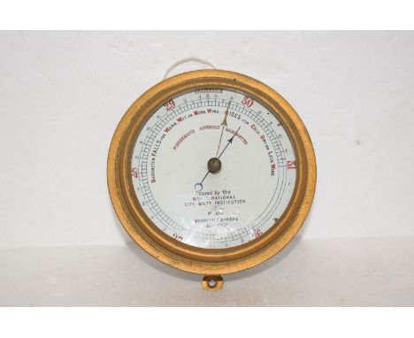 A Negretti & Zambra of London fisherman's aneroid barometer, issued by the Royal National Lifeboat Institution 1880.
