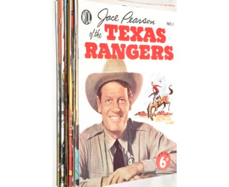 1950's British re-print comics: Texas Rangers, No. 1; Billy The Kid, No's. 6 and 9; Tim Holt, No's. 4 and 5; and other wester
