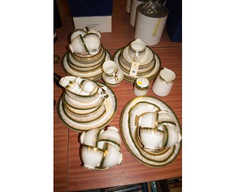 A Royal Grafton ceramic part dinner service in 'Majestic' pattern, approximately twelve place settings; condiments; etc.