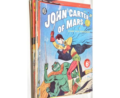 1950's British re-print comics: John Carter of Mars, No's. 1 and 2; and Space Comics Presents Captain Valiant, No's. 51, 52, 