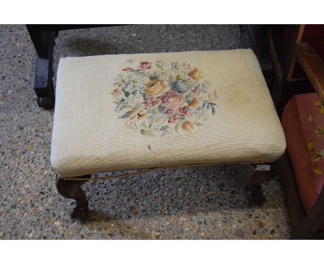 Georgian style cabriole legged and tapestry covered footstool