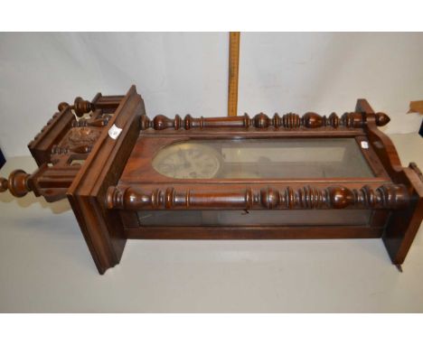 Early 20th Century Vienna style wall clock with turned decoration