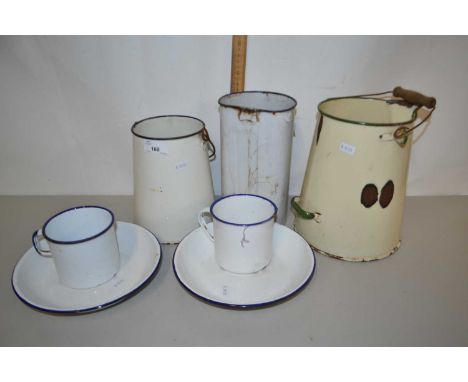 Mixed Lot: Various white enamel wares