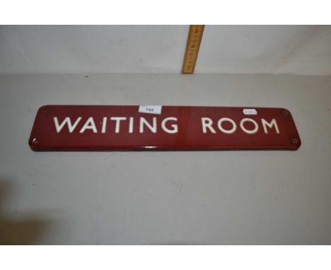 A small enamel railway sign marked Waiting Room, 46cm wide