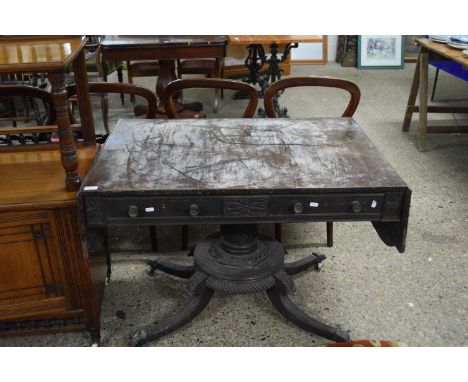 Georgian mahogany sofa table, for restoration, 100cm wide when closed