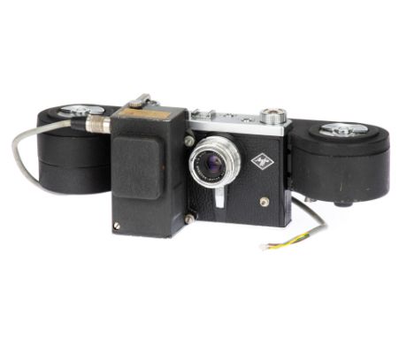 An Agfa 500 Exposure Recording Camera, serial no. 1441, with Agfa Color-Solinar f/2.8 50mm lens, chrome, serial no. 413379, b